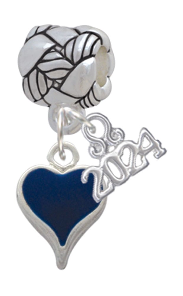 Delight Jewelry Silvertone Small Long Enamel Heart Woven Rope Charm Bead Dangle with Year 2024 Image 1