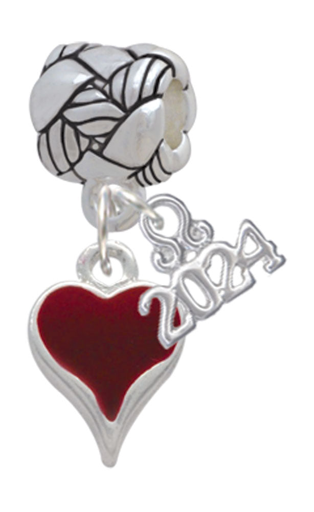 Delight Jewelry Silvertone Small Long Enamel Heart Woven Rope Charm Bead Dangle with Year 2024 Image 9