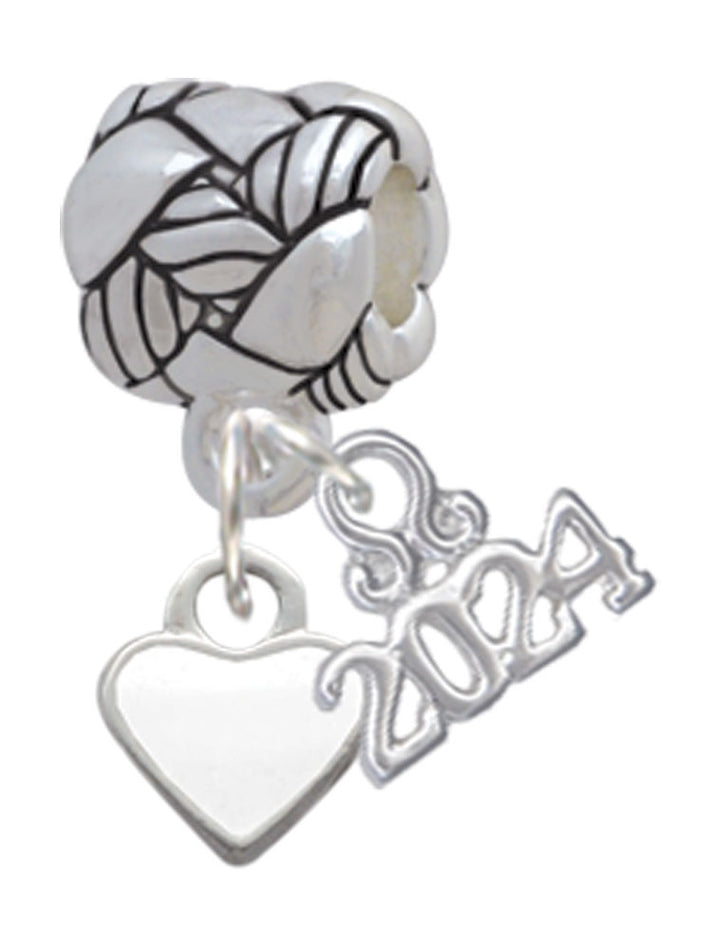 Delight Jewelry Silvertone Mini 2-D Enamel Heart Woven Rope Charm Bead Dangle with Year 2024 Image 7