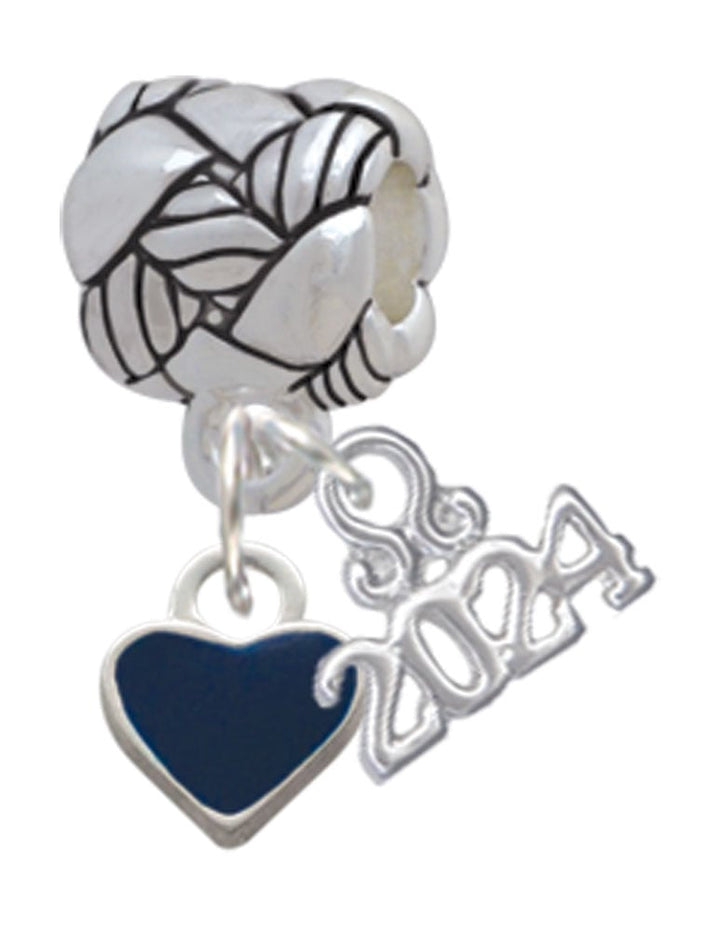 Delight Jewelry Silvertone Mini 2-D Enamel Heart Woven Rope Charm Bead Dangle with Year 2024 Image 1