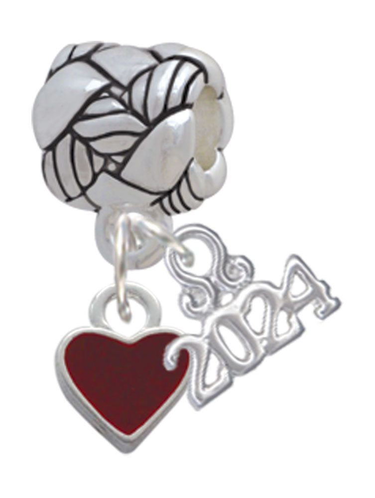 Delight Jewelry Silvertone Mini 2-D Enamel Heart Woven Rope Charm Bead Dangle with Year 2024 Image 9