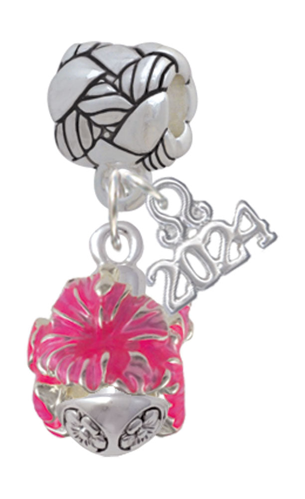 Delight Jewelry Enamel Hibiscus Flowers Spinner Woven Rope Charm Bead Dangle with Year 2024 Image 1
