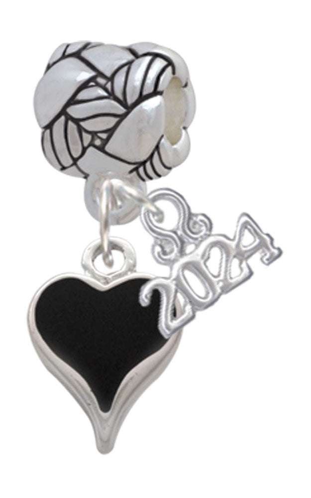 Delight Jewelry Silvertone Small Long Enamel Heart Woven Rope Charm Bead Dangle with Year 2024 Image 10
