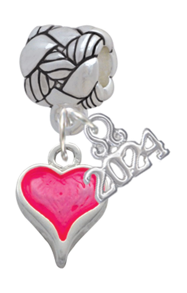 Delight Jewelry Silvertone Small Long Enamel Heart Woven Rope Charm Bead Dangle with Year 2024 Image 11