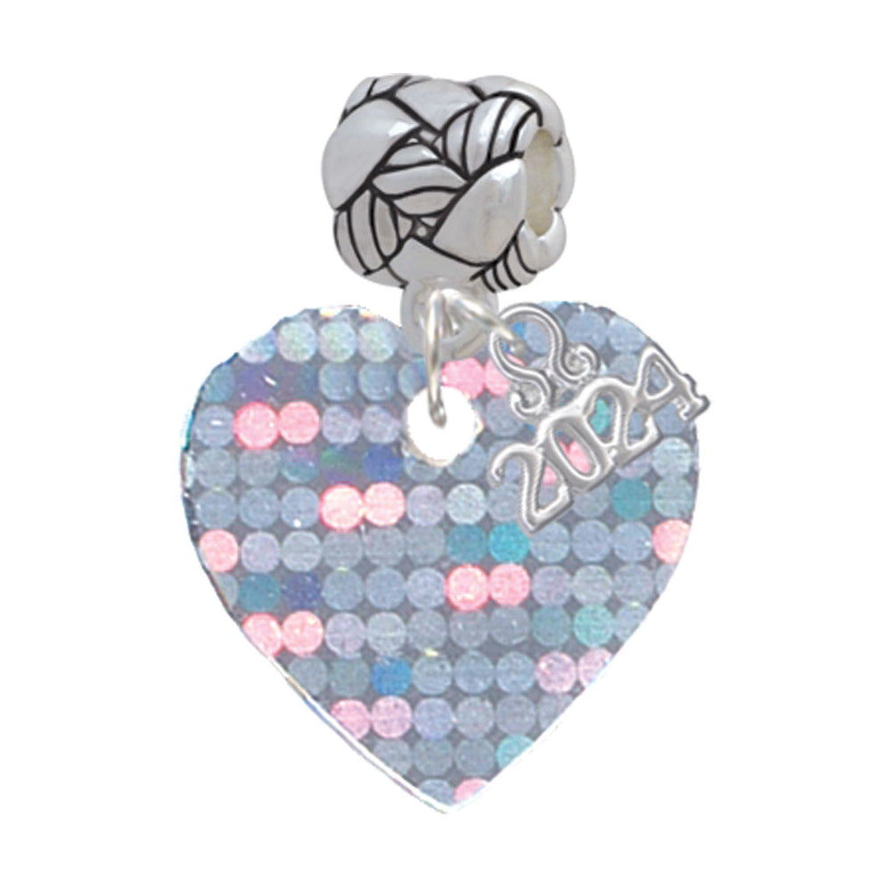 Delight Jewelry Acrylic Hologram Heart Woven Rope Charm Bead Dangle with Year 2024 Image 1