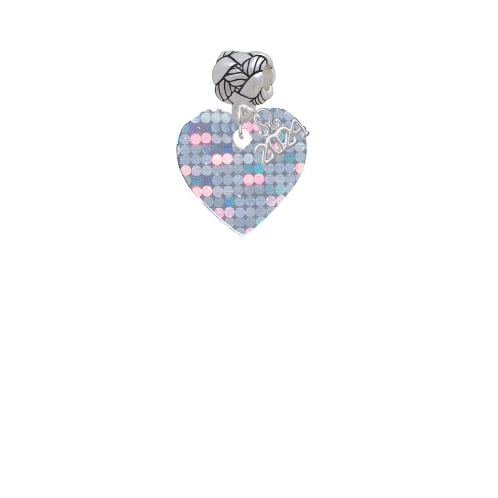 Delight Jewelry Acrylic Hologram Heart Woven Rope Charm Bead Dangle with Year 2024 Image 2