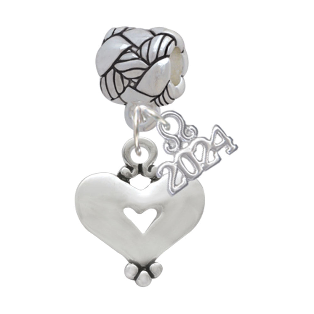 Delight Jewelry Silvertone Heart with Cutout Woven Rope Charm Bead Dangle with Year 2024 Image 4