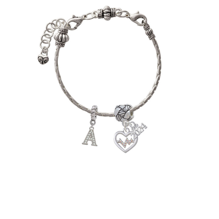 Delight Jewelry Silvertone Heart with Crystal Heartbeat Woven Rope Charm Bead Dangle with Year 2024 Image 3