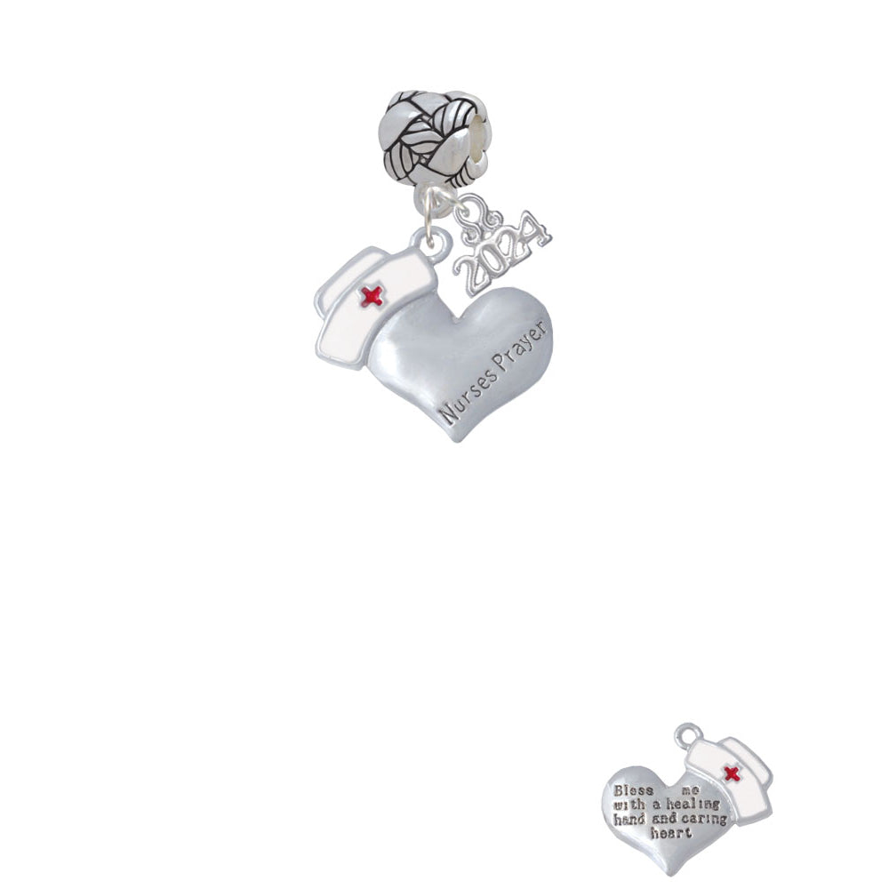 Delight Jewelry Silvertone Nurses Prayer Heart - Woven Rope Charm Bead Dangle with Year 2024 Image 2