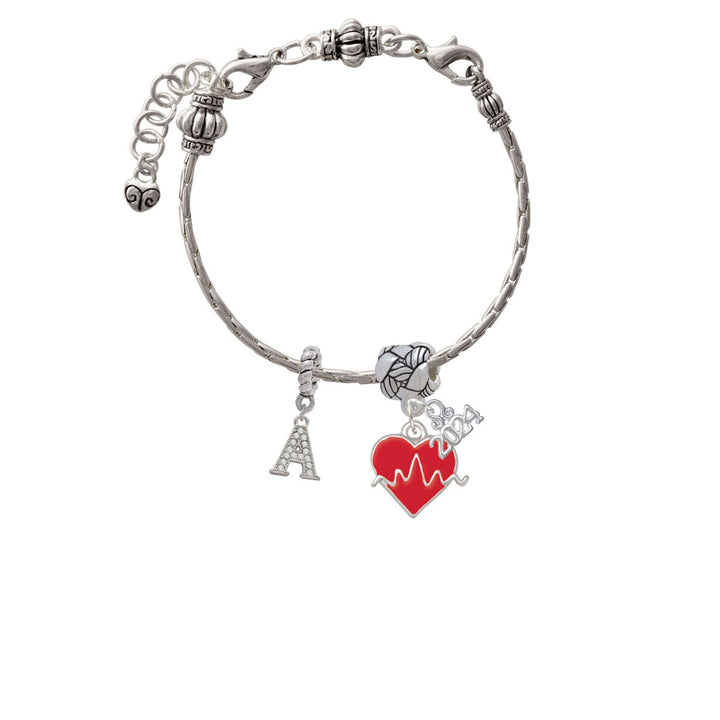 Delight Jewelry Silvertone Heartbeat on Enamel Heart Woven Rope Charm Bead Dangle with Year 2024 Image 3