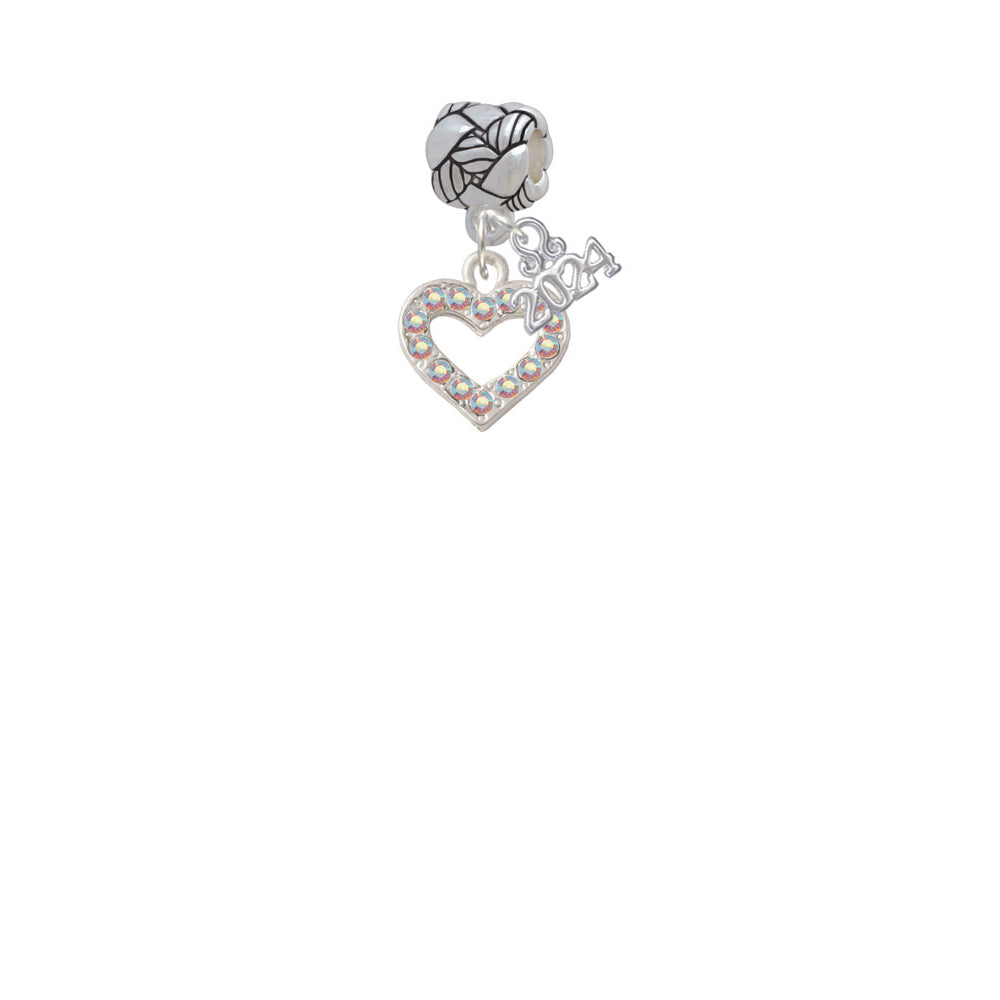 Delight Jewelry Plated AB Crystal Open Heart Woven Rope Charm Bead Dangle with Year 2024 Image 2