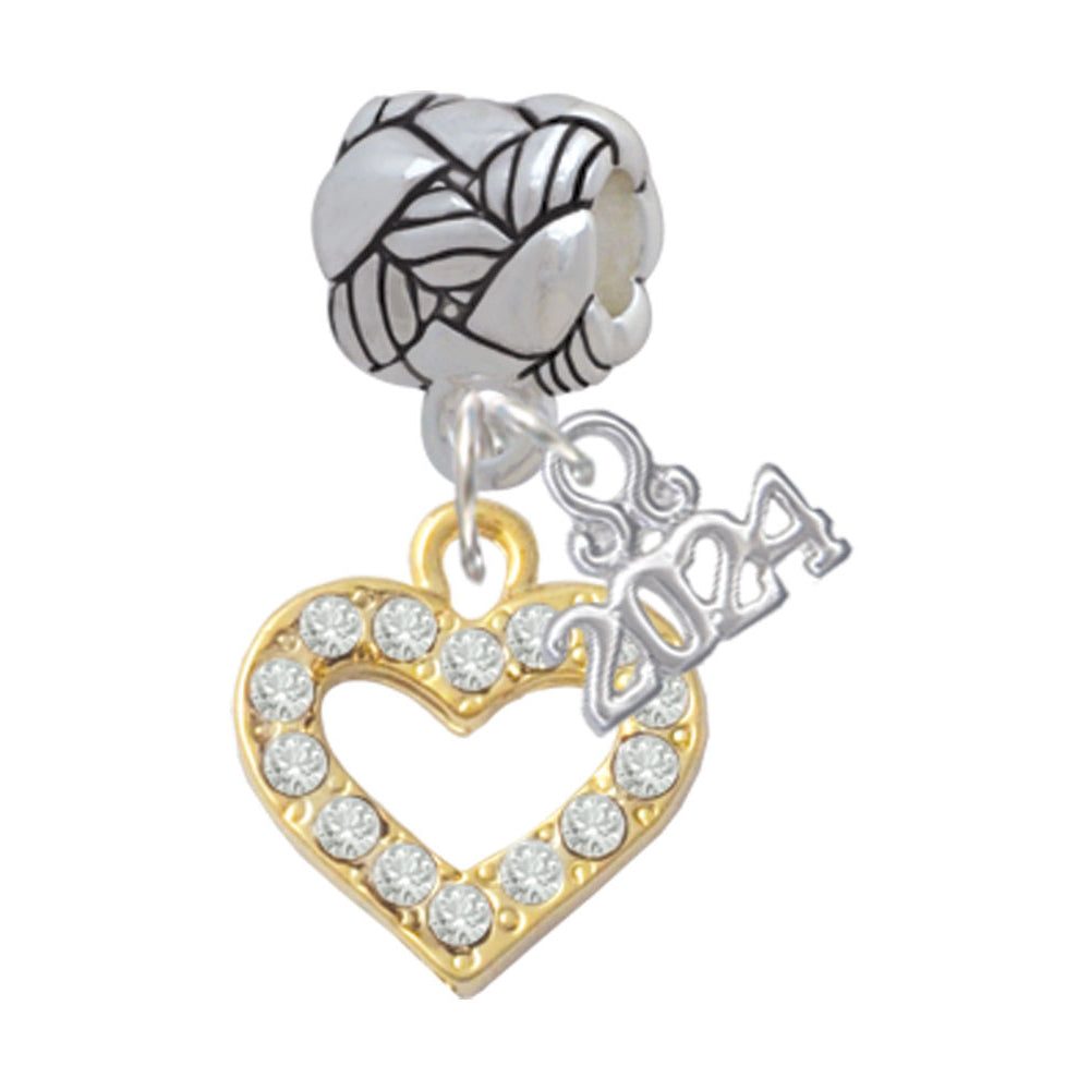 Delight Jewelry Plated Crystal Open Heart Woven Rope Charm Bead Dangle with Year 2024 Image 4