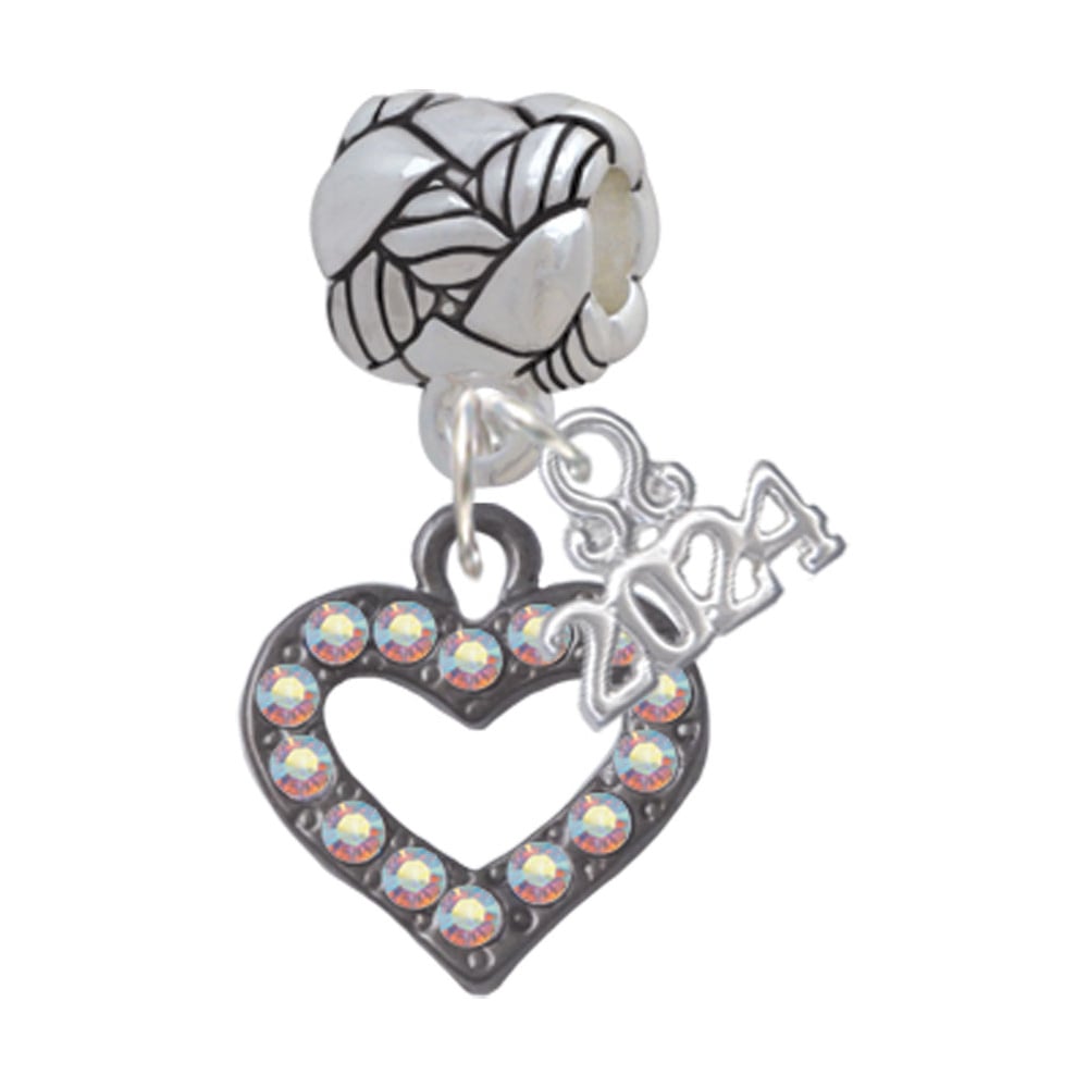 Delight Jewelry Plated AB Crystal Open Heart Woven Rope Charm Bead Dangle with Year 2024 Image 1