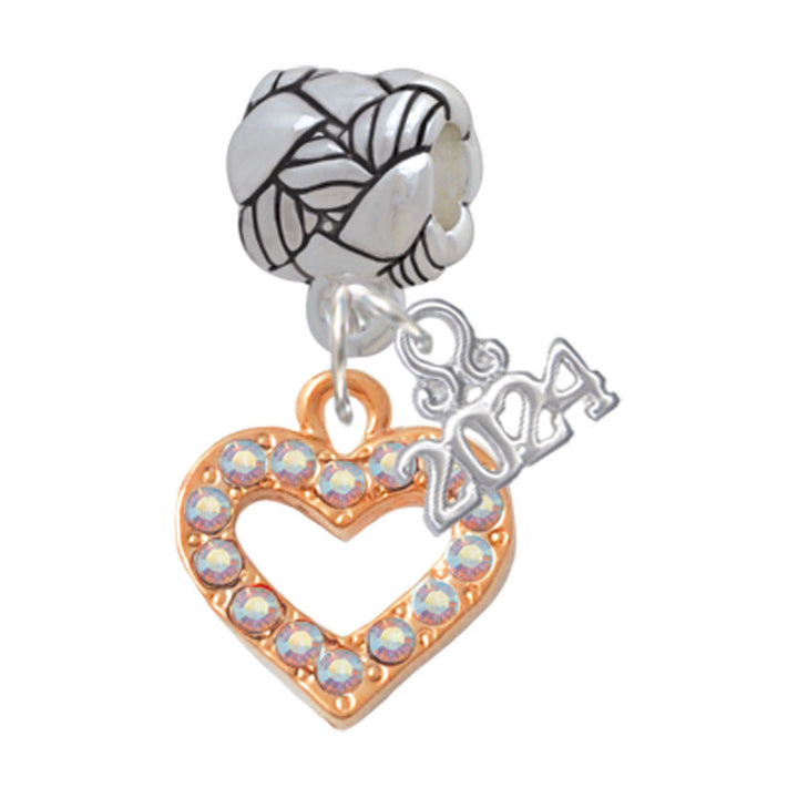 Delight Jewelry Plated AB Crystal Open Heart Woven Rope Charm Bead Dangle with Year 2024 Image 7