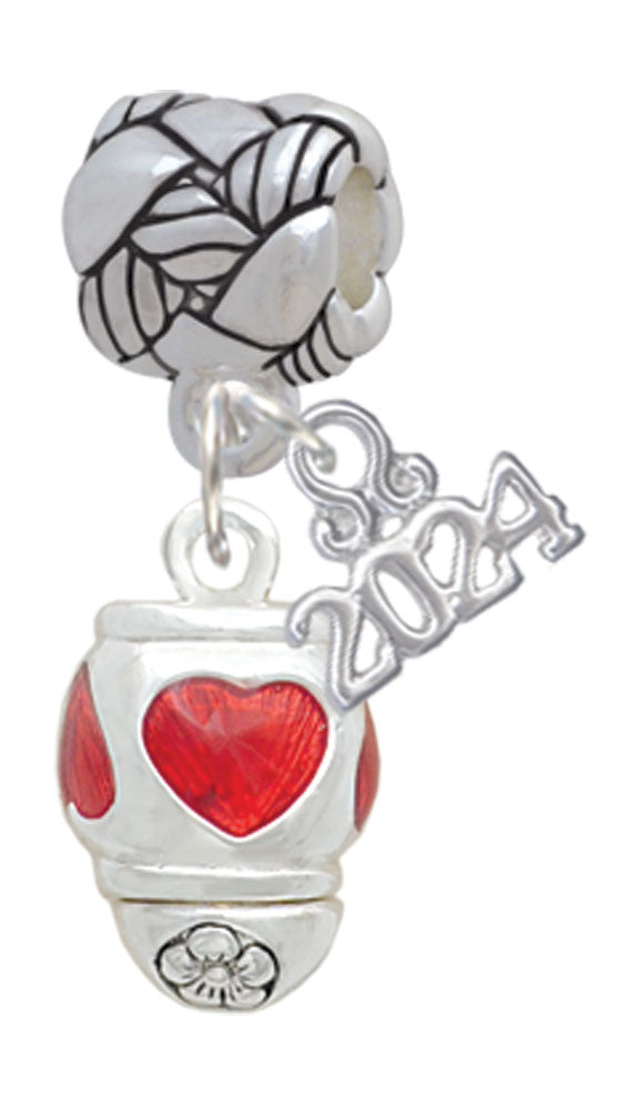 Delight Jewelry Silvertone Enamel Heart Spinner Woven Rope Charm Bead Dangle with Year 2024 Image 1