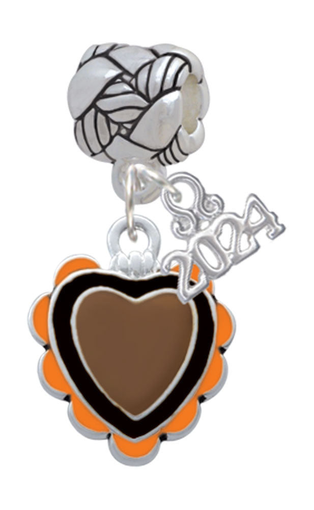 Delight Jewelry Silvertone Enamel Heart with Ruffles Woven Rope Charm Bead Dangle with Year 2024 Image 7