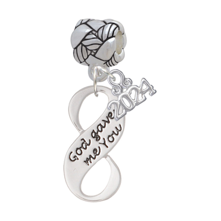 Delight Jewelry Message Infinity Sign Woven Rope Charm Bead Dangle with Year 2024 Image 1