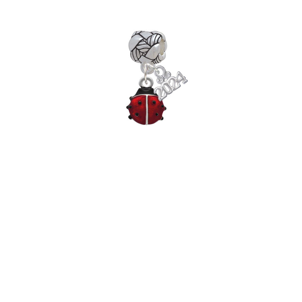 Delight Jewelry Silvertone Mini Enamel Translucent Ladybug Woven Rope Charm Bead Dangle with Year 2024 Image 2