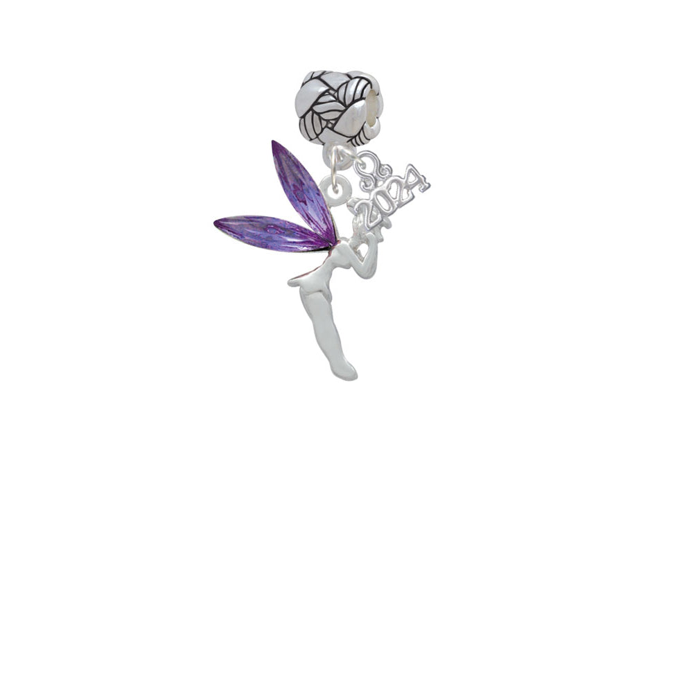 Delight Jewelry Silvertone Large Fairy with Resin Wings Woven Rope Charm Bead Dangle with Year 2024 Image 2