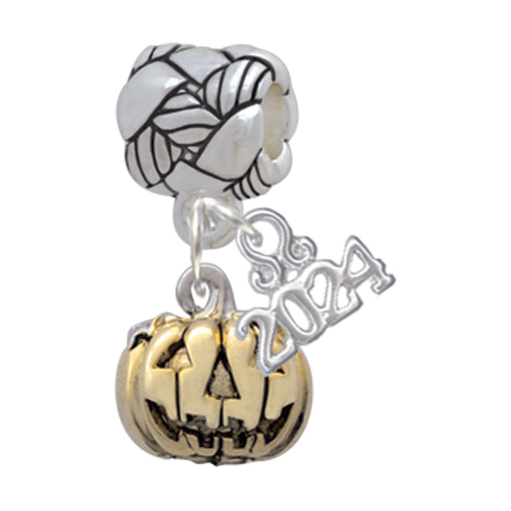 Delight Jewelry Small Jack OLantern with Stem Woven Rope Charm Bead Dangle with Year 2024 Image 1
