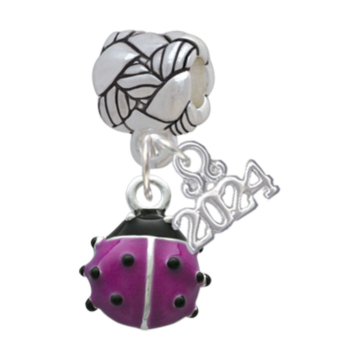 Delight Jewelry Silvertone Mini Enamel Translucent Ladybug Woven Rope Charm Bead Dangle with Year 2024 Image 6