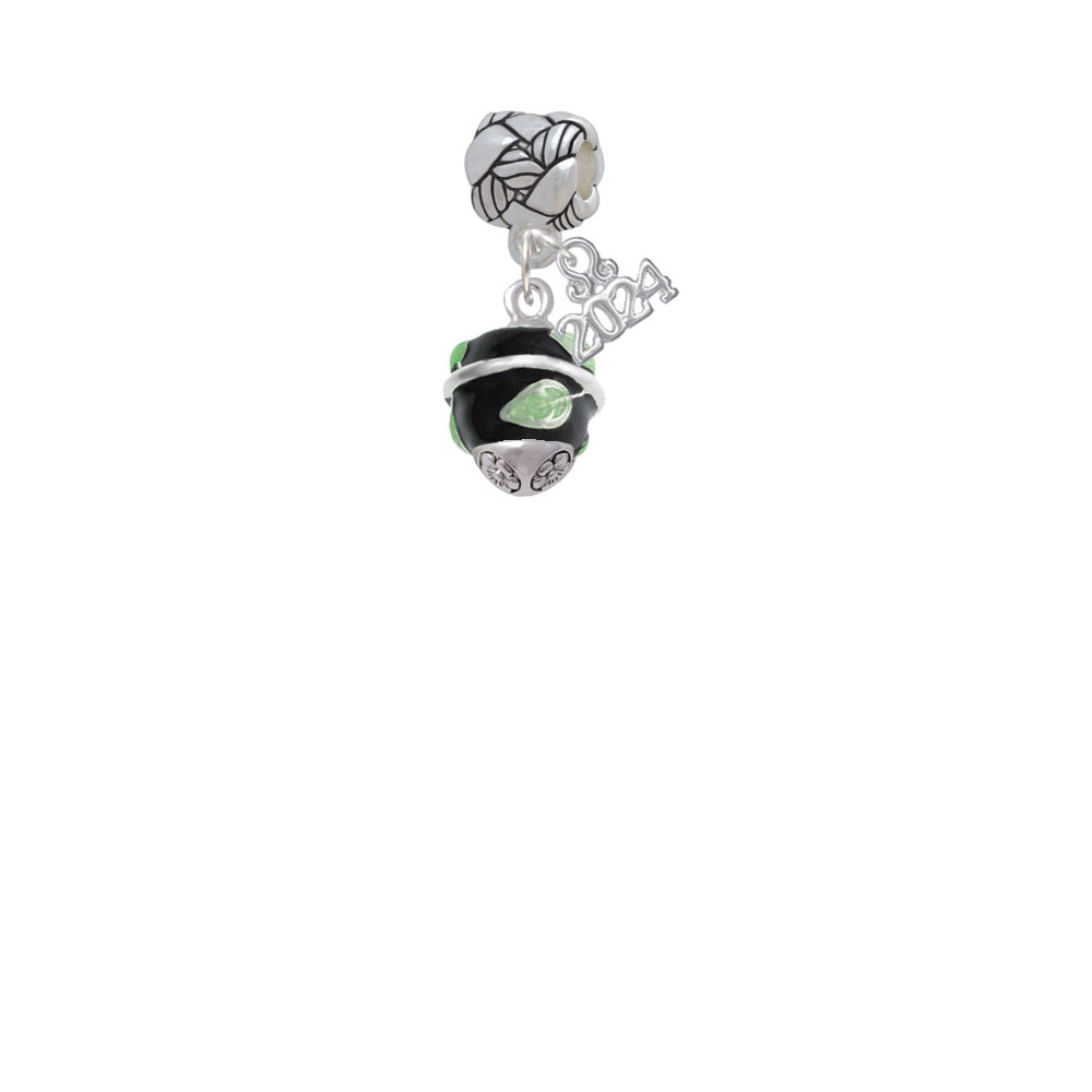 Delight Jewelry Silvertone Lime Leaves on Band Spinner Woven Rope Charm Bead Dangle with Year 2024 Image 2