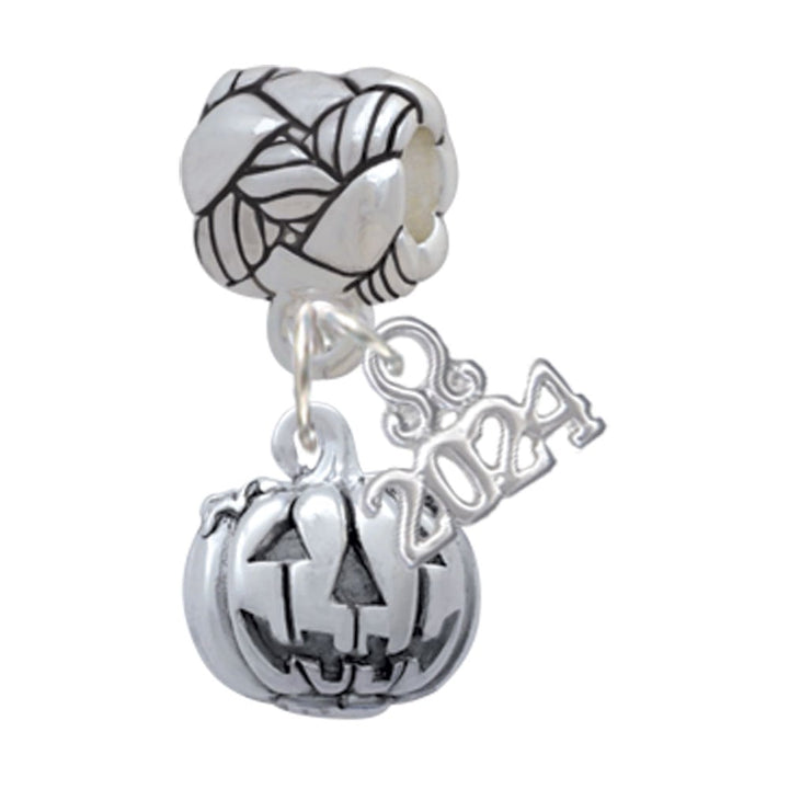Delight Jewelry Small Jack OLantern with Stem Woven Rope Charm Bead Dangle with Year 2024 Image 1