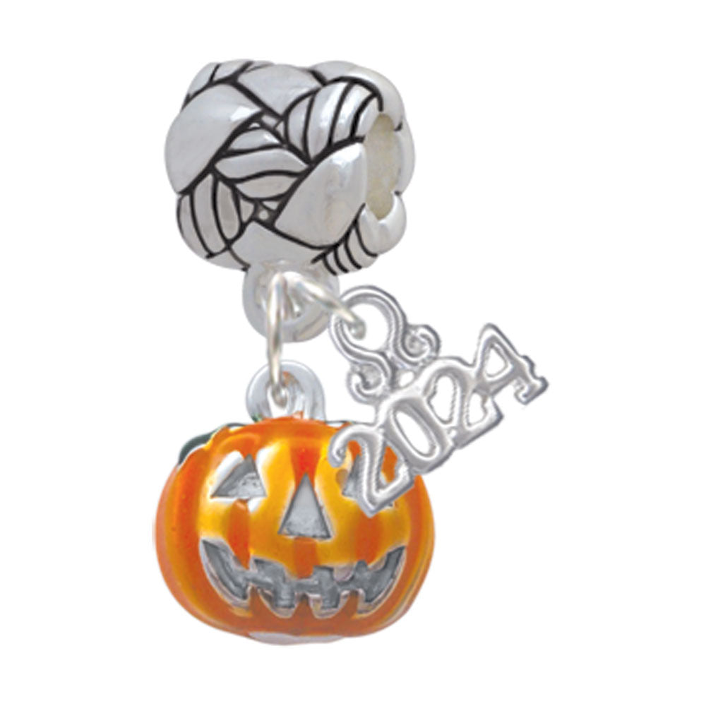 Delight Jewelry Small Jack OLantern with Stem Woven Rope Charm Bead Dangle with Year 2024 Image 6