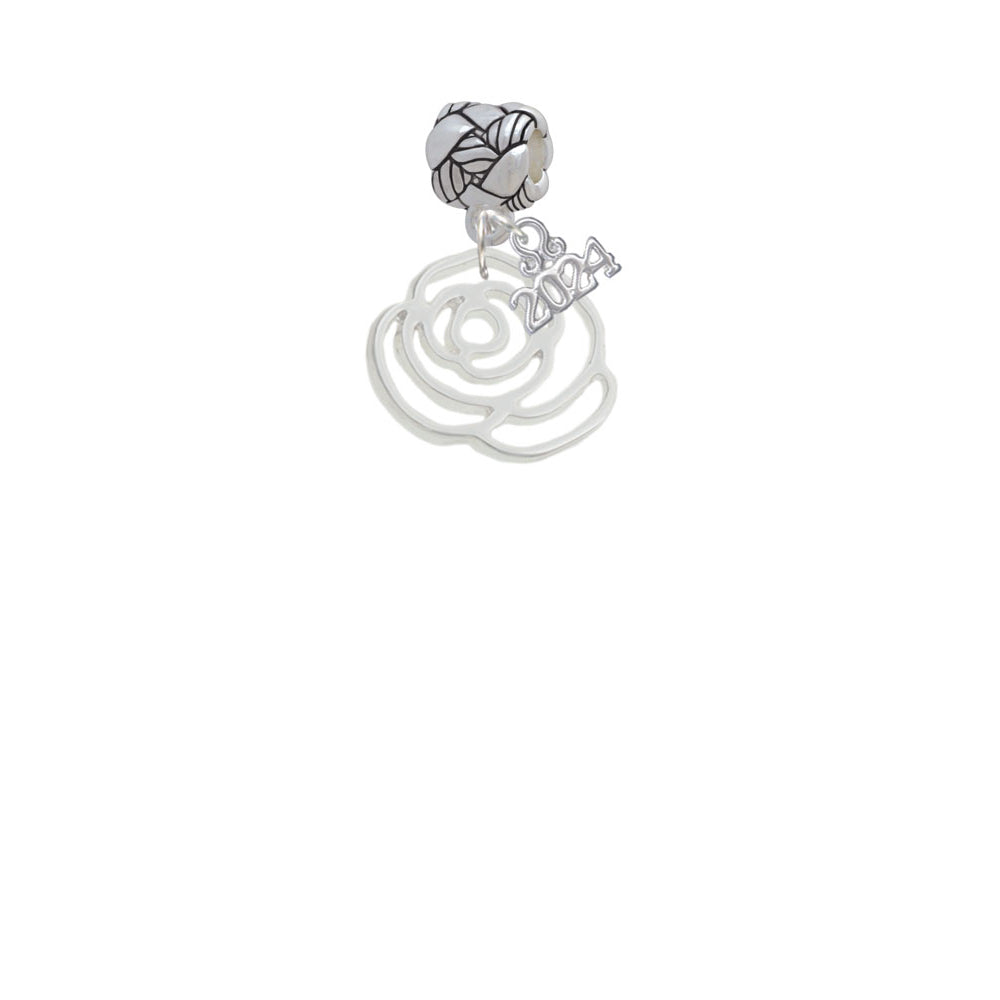 Delight Jewelry Large Rose Outline Woven Rope Charm Bead Dangle with Year 2024 Image 2