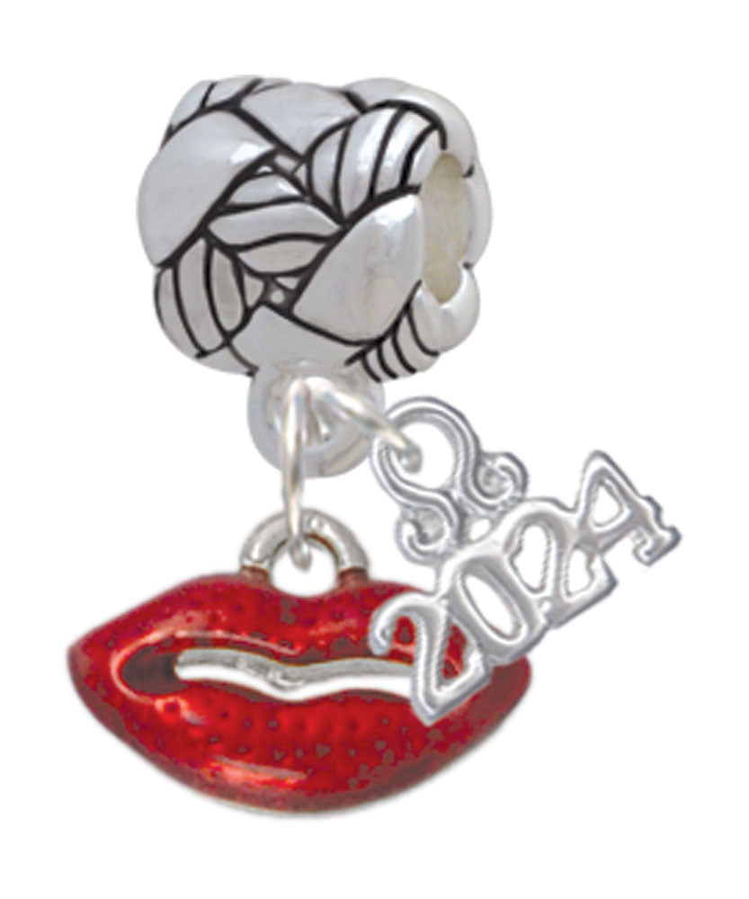Delight Jewelry Plated Small Translucent Red Lips Woven Rope Charm Bead Dangle with Year 2024 Image 1