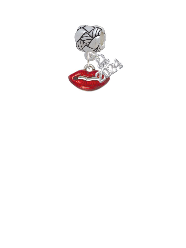Delight Jewelry Plated Small Translucent Red Lips Woven Rope Charm Bead Dangle with Year 2024 Image 2
