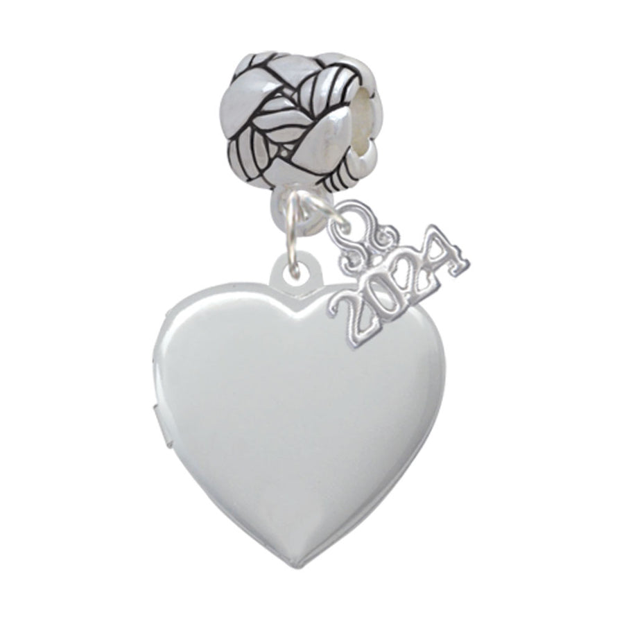 Delight Jewelry Plated Heart Locket Woven Rope Charm Bead Dangle with Year 2024 Image 1