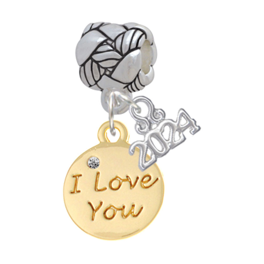 Delight Jewelry Goldtone Love You Disc Woven Rope Charm Bead Dangle with Year 2024 Image 1