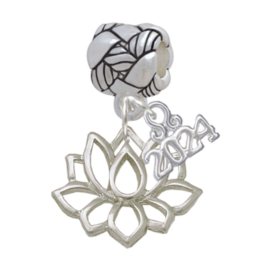Delight Jewelry Plated Lotus Outline Woven Rope Charm Bead Dangle with Year 2024 Image 1