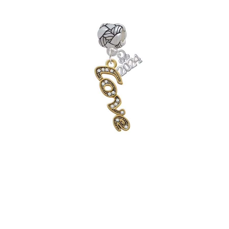 Delight Jewelry Plated Crystal Script Love Woven Rope Charm Bead Dangle with Year 2024 Image 1