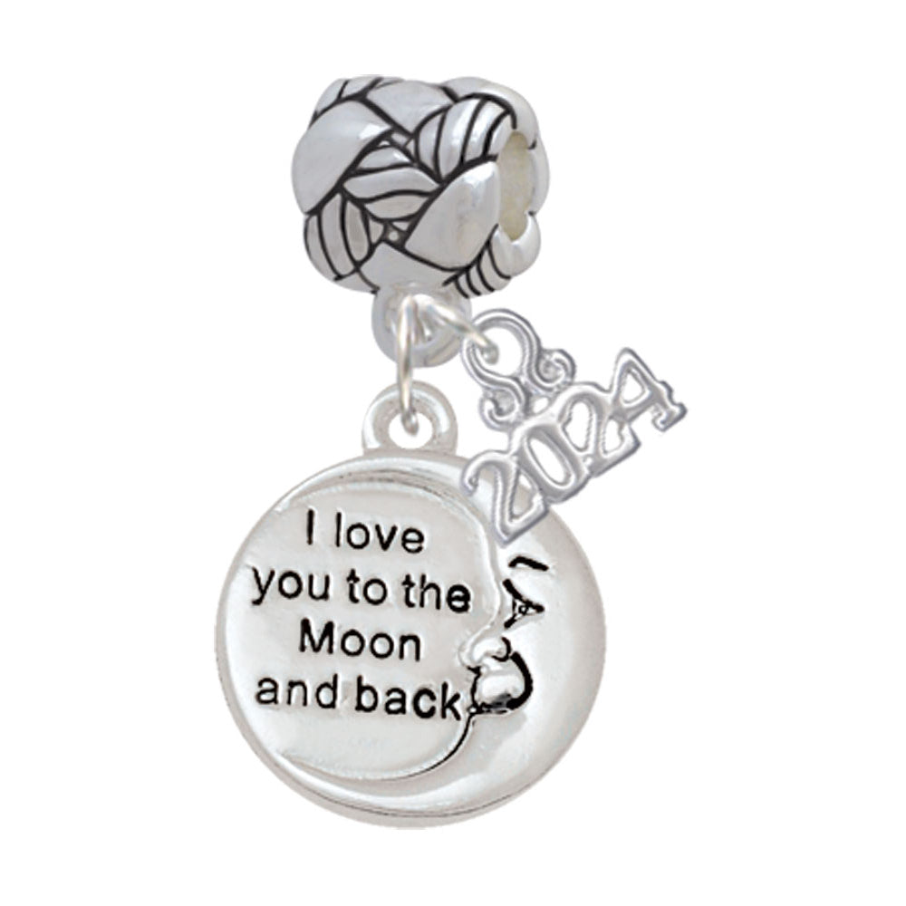 Delight Jewelry Plated I Love You to the Moon and Back Woven Rope Charm Bead Dangle with Year 2024 Image 1