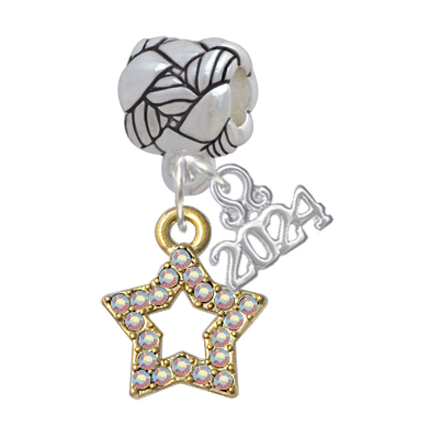 Delight Jewelry Plated AB Crystal Lucky Star Woven Rope Charm Bead Dangle with Year 2024 Image 1