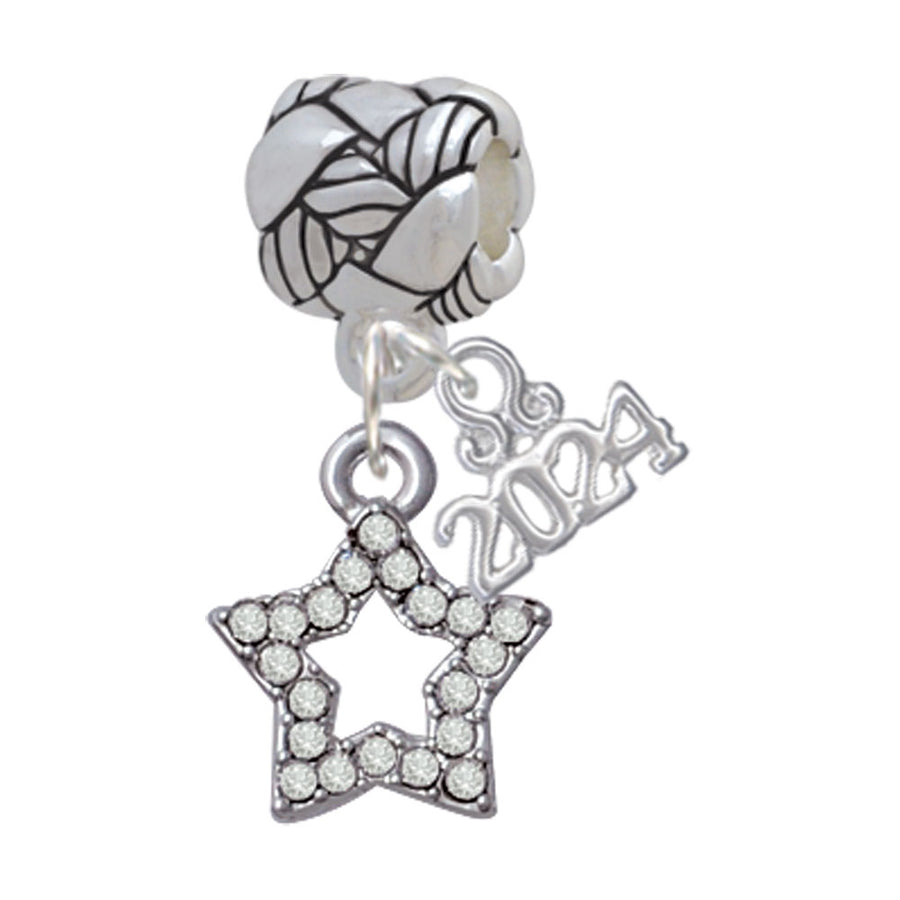 Delight Jewelry Plated Clear Crystal Lucky Star Woven Rope Charm Bead Dangle with Year 2024 Image 1