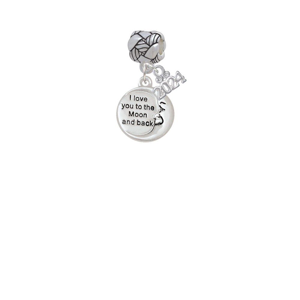 Delight Jewelry Plated I Love You to the Moon and Back Woven Rope Charm Bead Dangle with Year 2024 Image 2