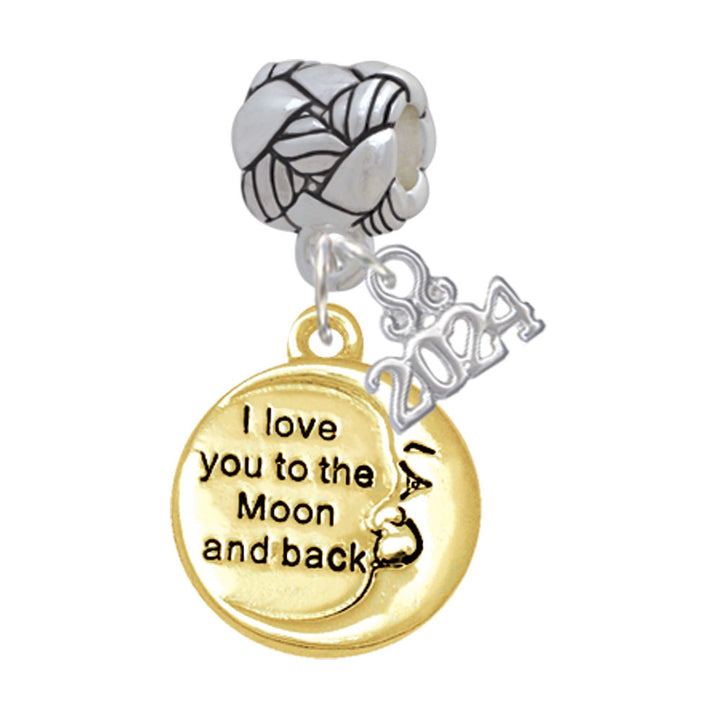 Delight Jewelry Plated I Love You to the Moon and Back Woven Rope Charm Bead Dangle with Year 2024 Image 4