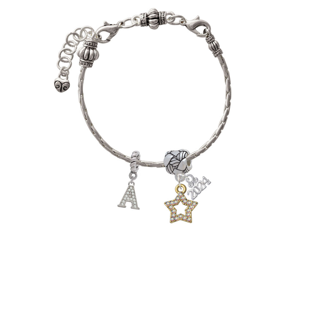 Delight Jewelry Plated AB Crystal Lucky Star Woven Rope Charm Bead Dangle with Year 2024 Image 3