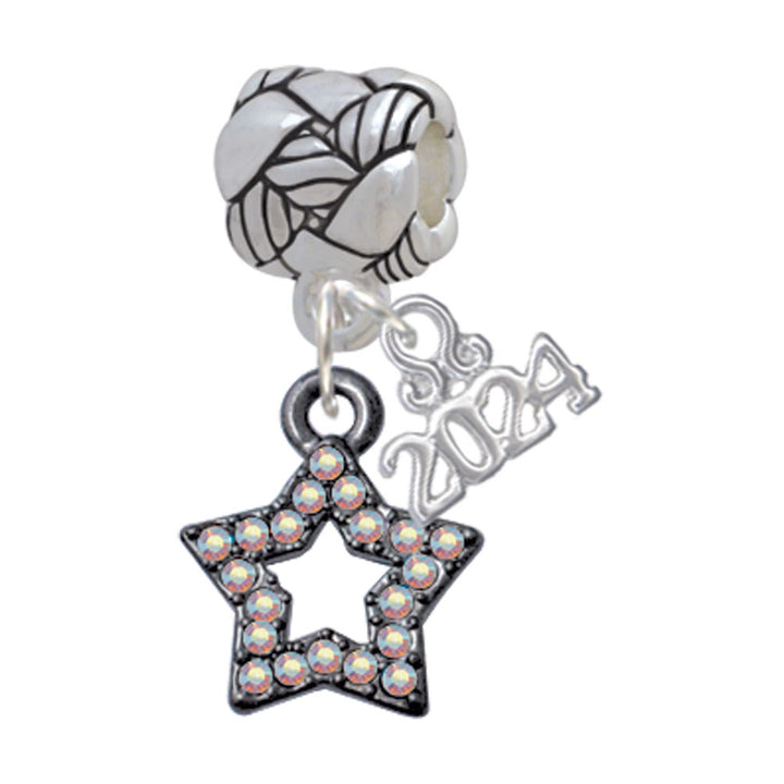 Delight Jewelry Plated AB Crystal Lucky Star Woven Rope Charm Bead Dangle with Year 2024 Image 6