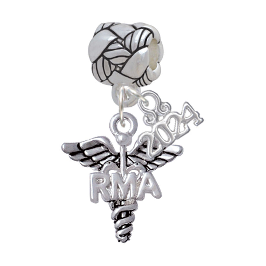 Delight Jewelry Silvertone Caduceus - Medical Assistant Woven Rope Charm Bead Dangle with Year 2024 Image 1