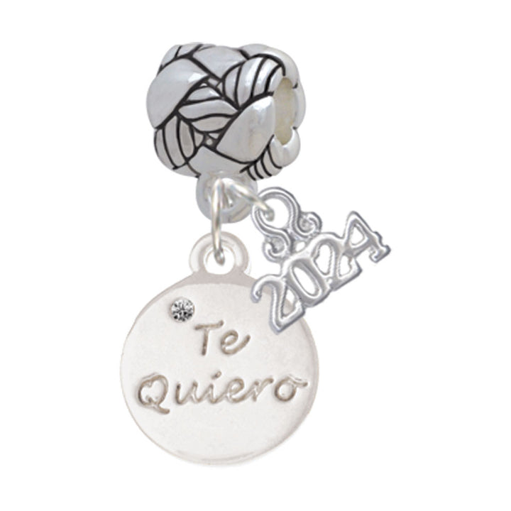Delight Jewelry Silvertone Love You Disc Woven Rope Charm Bead Dangle with Year 2024 Image 4