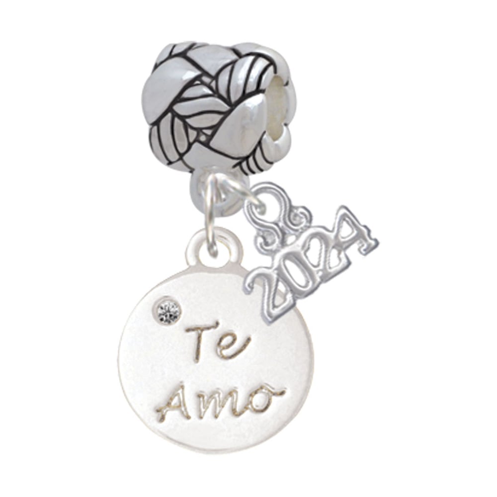 Delight Jewelry Silvertone Love You Disc Woven Rope Charm Bead Dangle with Year 2024 Image 1