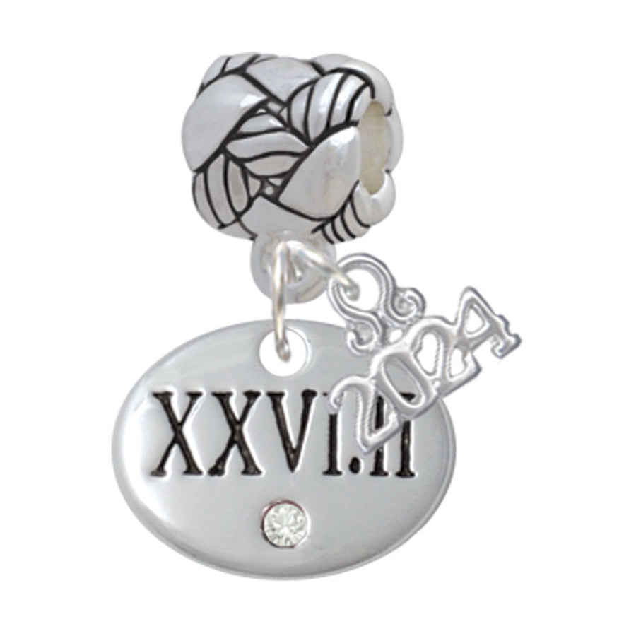 Delight Jewelry Silvertone Marathon with Crystal Roman Numeral Woven Rope Charm Bead Dangle with Year 2024 Image 1
