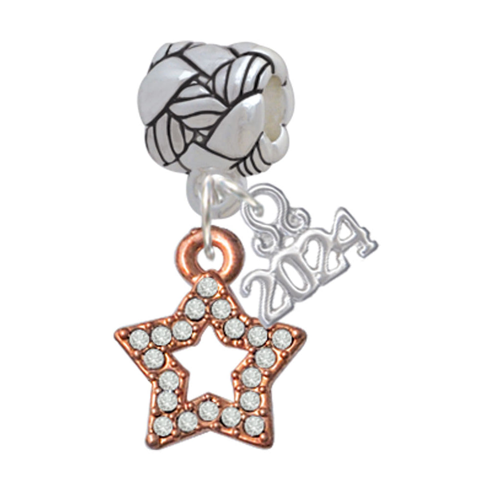 Delight Jewelry Plated Clear Crystal Lucky Star Woven Rope Charm Bead Dangle with Year 2024 Image 7