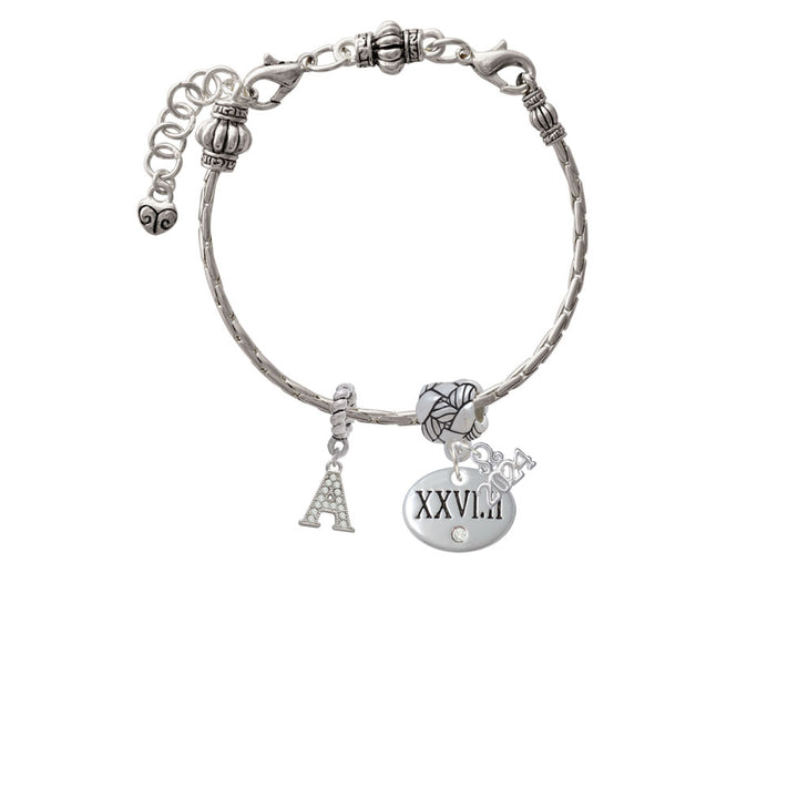 Delight Jewelry Silvertone Marathon with Crystal Roman Numeral Woven Rope Charm Bead Dangle with Year 2024 Image 3