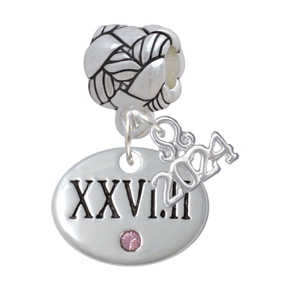Delight Jewelry Silvertone Marathon with Crystal Roman Numeral Woven Rope Charm Bead Dangle with Year 2024 Image 4