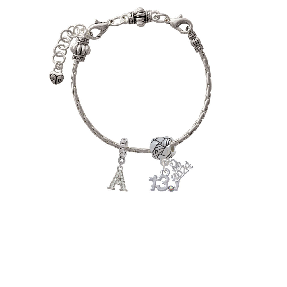 Delight Jewelry Silvertone Half Marathon - 13.1 with Crystal Woven Rope Charm Bead Dangle with Year 2024 Image 3